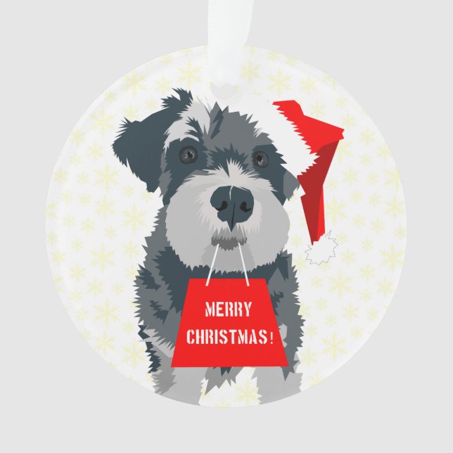 Weihnachtsmini Schnauzer Weihnachtsmannmütze Ornament (Vorderseite)