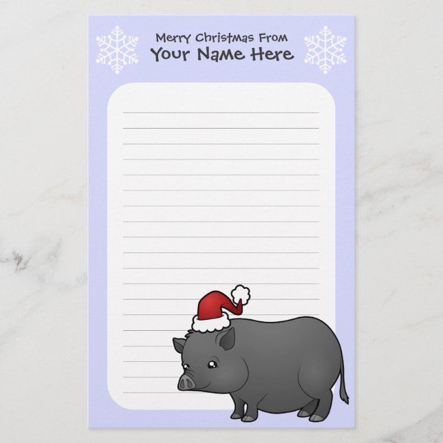 Weihnachtsminiatur-Schwein Briefpapier (Vorderseite)