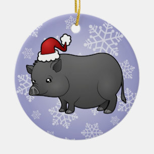 Weihnachtsminiatur-Schwein Keramik Ornament