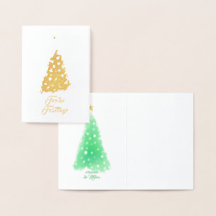 Weihnachtsminimalistische Gold Green Cards Folienkarte