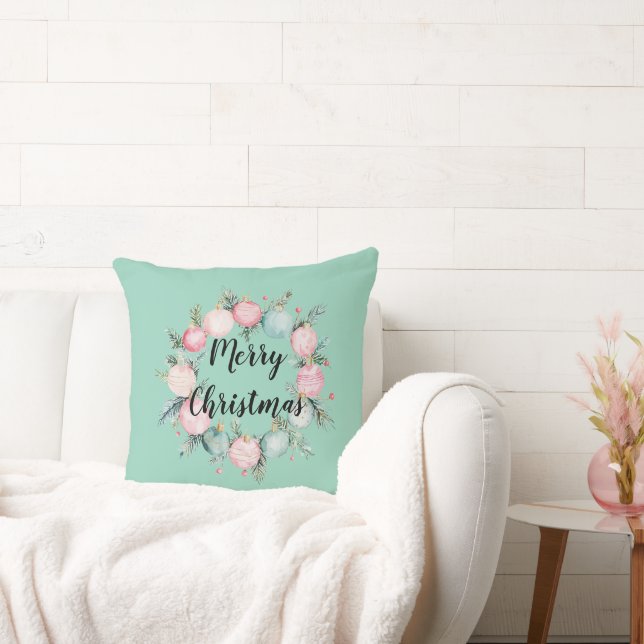 Weihnachtsminze Rosa Zierkranz Kissen (Liege)