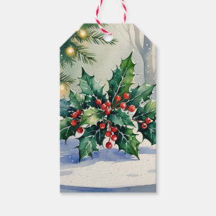 Weihnachtsmistel-Feiertags-Aquarell Geschenkanhänger