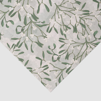 Weihnachtsmistel Grün & Weiß Botanisch Seidenpapier