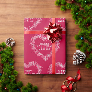 Weihnachtsmistel zeichnend Herzrot Geschenkpapier
