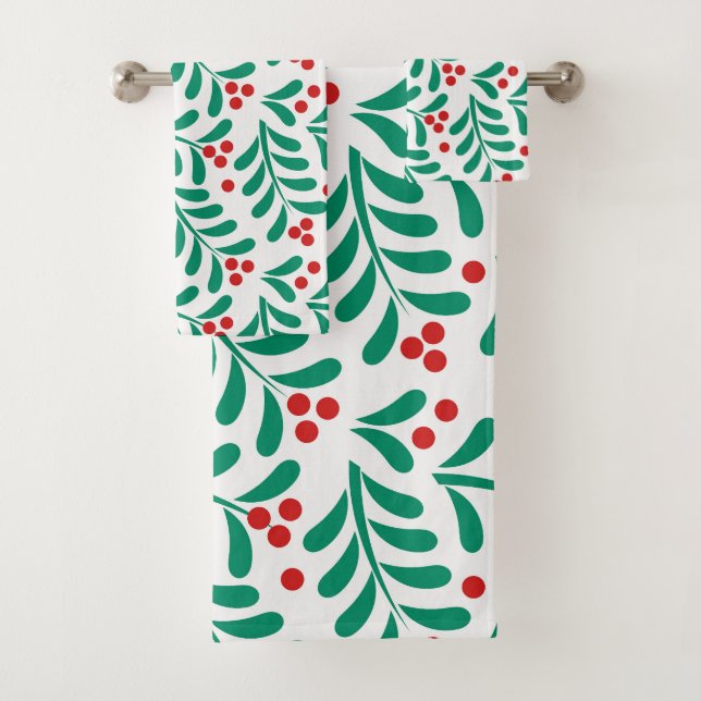 Weihnachtsmistelbeeren Muster Handtuch Badhandtuch Set (Insitu)