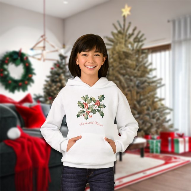 Weihnachtsmistletoe Custom Message Girls Hoodie (Von Creator hochgeladen)