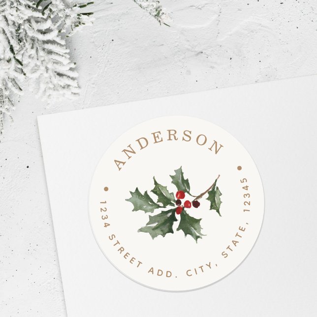 Weihnachtsmistletoe Rücksendeadresse Runder Aufkleber (Von Creator hochgeladen)