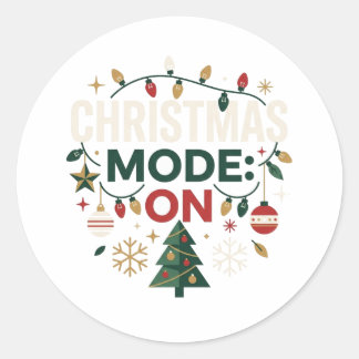 Weihnachtsmodus AN Moderner Feiertagsaufkleber Runder Aufkleber