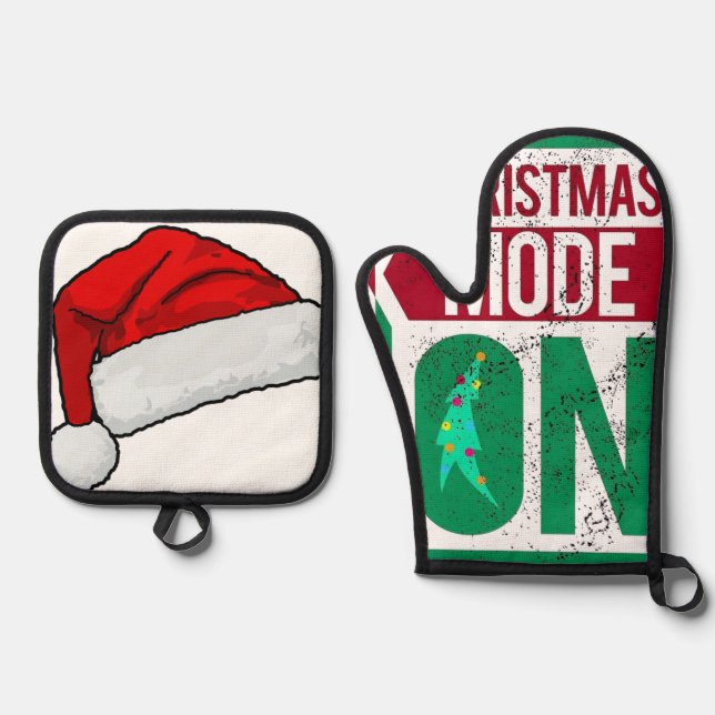 Weihnachtsmodus eingeschaltet bei dir ofenhandschuh & Topflappen-Set (Vorderseite)