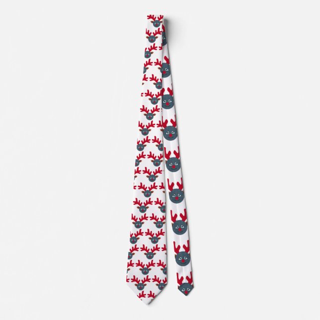 Weihnachtsmond Emoji Krawatte (Vorderseite)