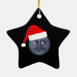 Weihnachtsmond Emoji Verzierungen Keramikornament