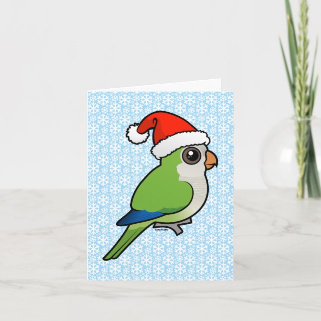 Weihnachtsmond Parakeet Feiertagskarte (Vorderseite)