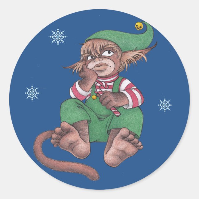 Weihnachtsmonkey Gnome Stickers (Vorderseite)
