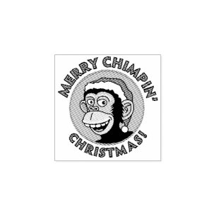 Weihnachtsmonkey Wood Art Briefmarke Gummistempel