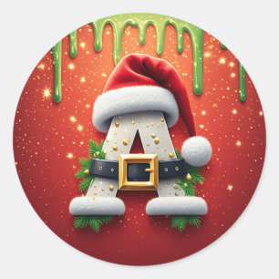 Weihnachtsmonogramm A für Wintergeschenke Runder Aufkleber