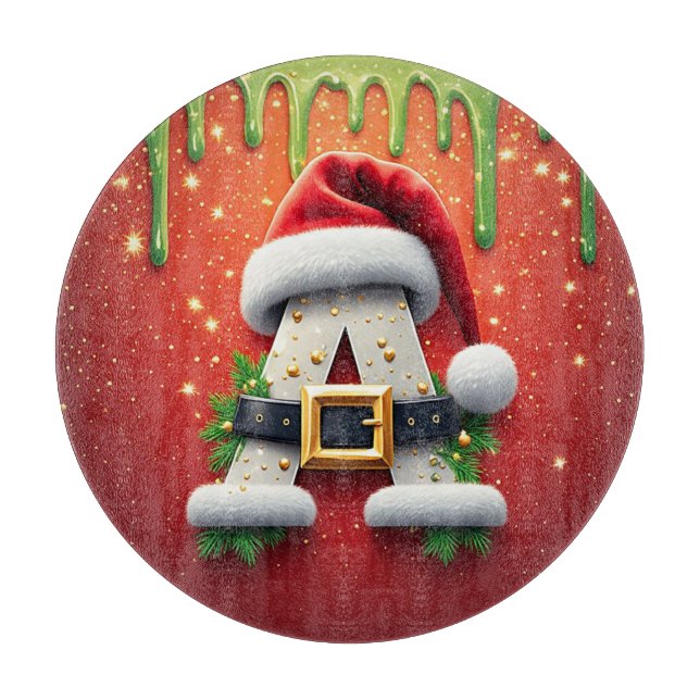 Weihnachtsmonogramm A für Wintergeschenke Schneidebrett (Vorderseite)