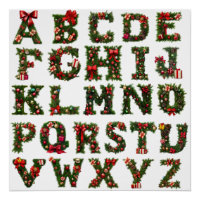 Weihnachtsmonogramm ABC, Alphabet, alle Buchstaben