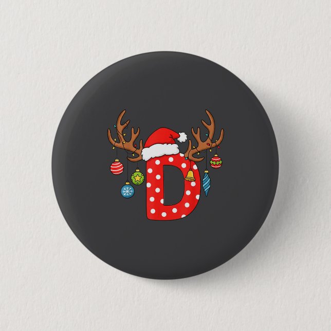 Weihnachtsmonogramm Alphabet Anfangsbuchstabe D Or Button (Vorderseite)