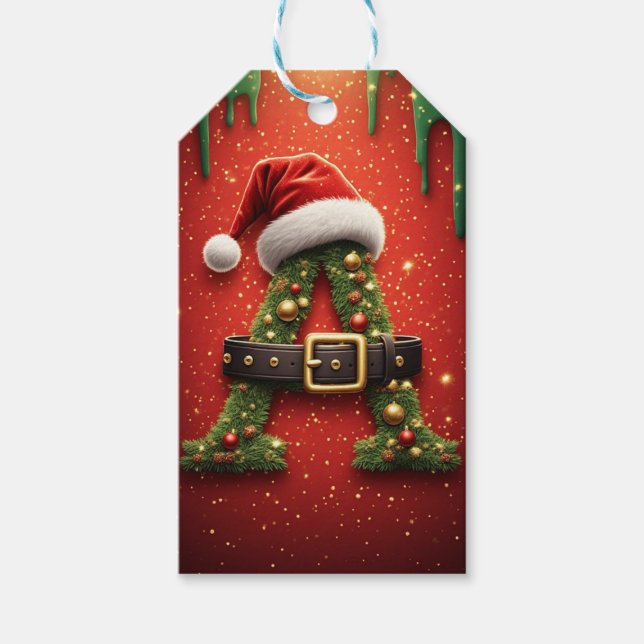Weihnachtsmonogramm Buchstabe A als Geschenk für d Geschenkanhänger (Vorderseite)