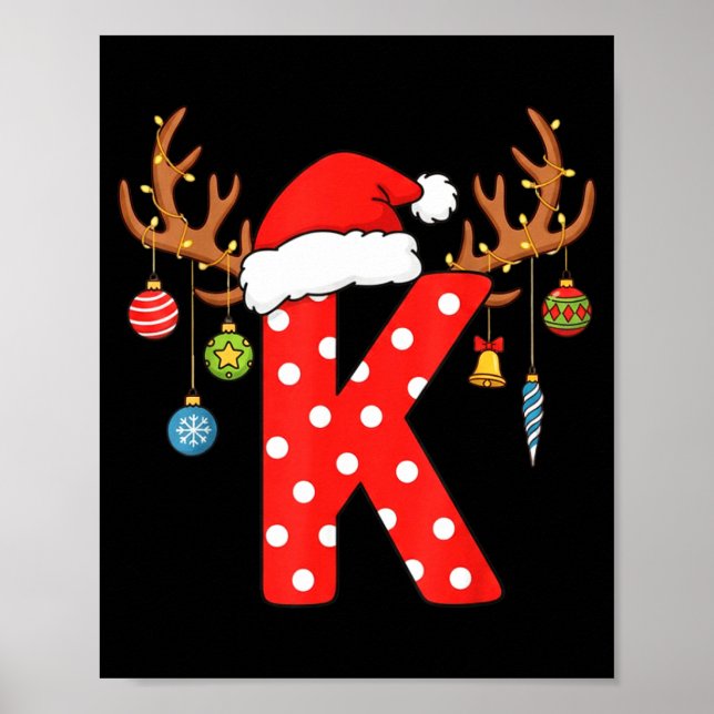 Weihnachtsmonogramm Buchstabe K Alphabet Anfangsbu Poster (Vorne)