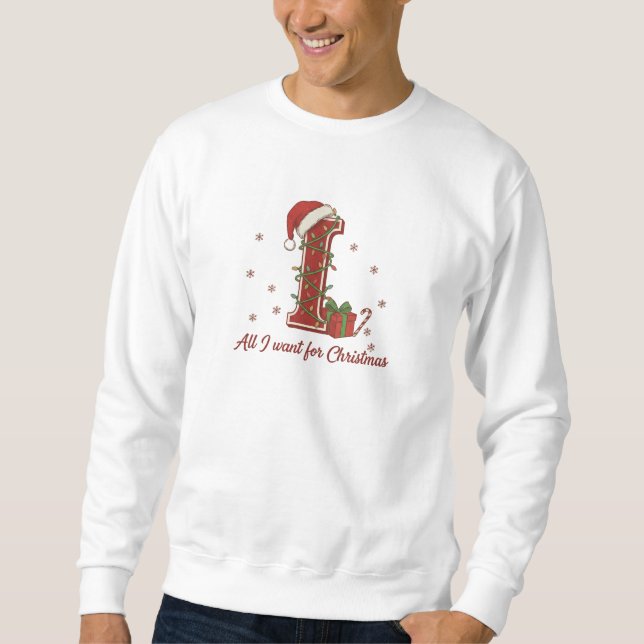 Weihnachtsmonogramm-Design Buchstabe I Sweatshirt (Vorderseite)