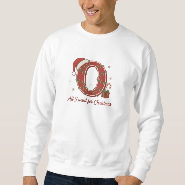 Weihnachtsmonogramm-Design Buchstabe O Sweatshirt (Vorderseite)