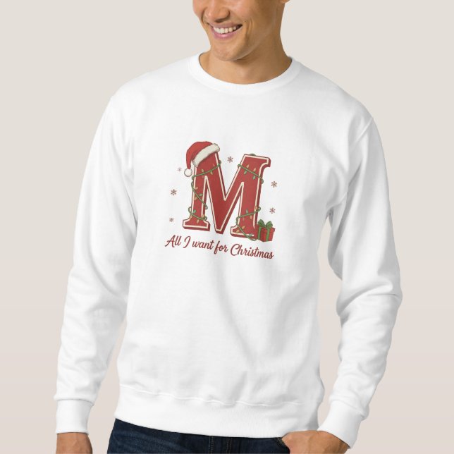 Weihnachtsmonogramm-Design mit dem Buchstaben M Sweatshirt (Vorderseite)