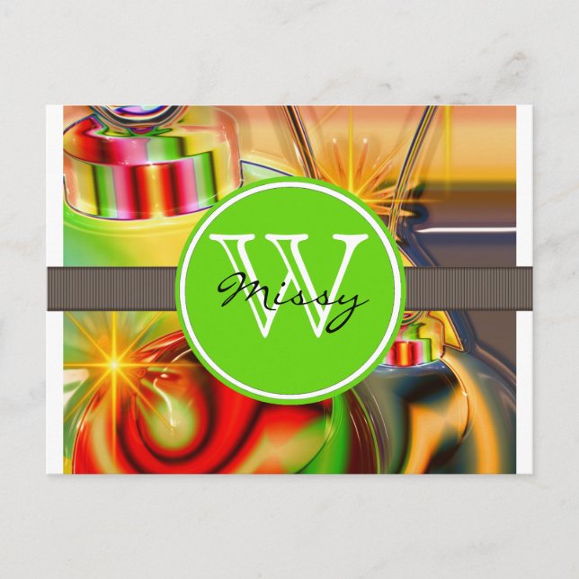 Weihnachtsmonogramm Feiertagspostkarte (Vorderseite)
