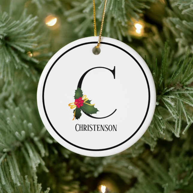 Weihnachtsmonogramm Letter C Personalisiert Keramik Ornament (Baum)