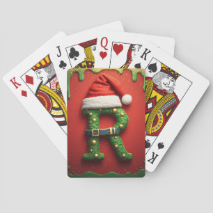 Weihnachtsmonogramm R mit Santa-Hut – Weihnachtsge Spielkarten