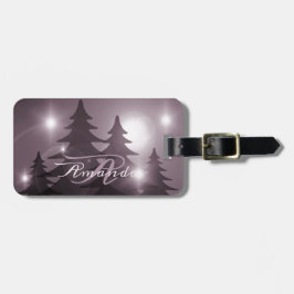 Weihnachtsmonogramm Rosa Bäume Feiertag Winter Gepäckanhänger
