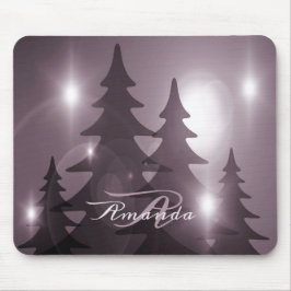 Weihnachtsmonogramm Rosa Bäume Feiertag Winter Mousepad