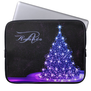 Weihnachtsmonogramm Rosa Blau Winter Schwarz Rusti Laptopschutzhülle
