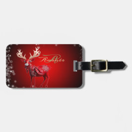 Weihnachtsmonogramm Roter Rentier Winterfeiertage Gepäckanhänger