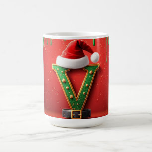 Weihnachtsmonogramm Santa Hut V Für Familienschenk Kaffeetasse