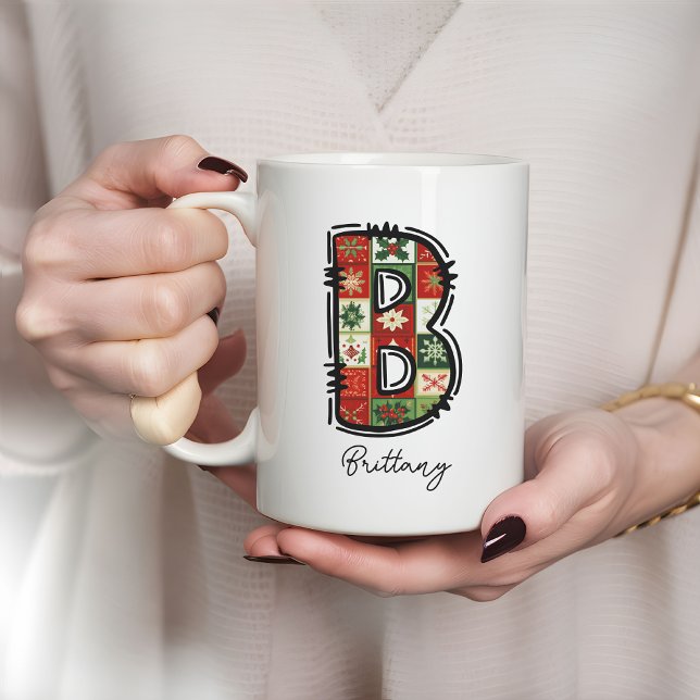 Weihnachtsmonogramm-Tasse, Tasse Personalisierter  (Christmas monogram mug, personalized name mug, custom initial mug, Christmas gift for mom, Christmas)
