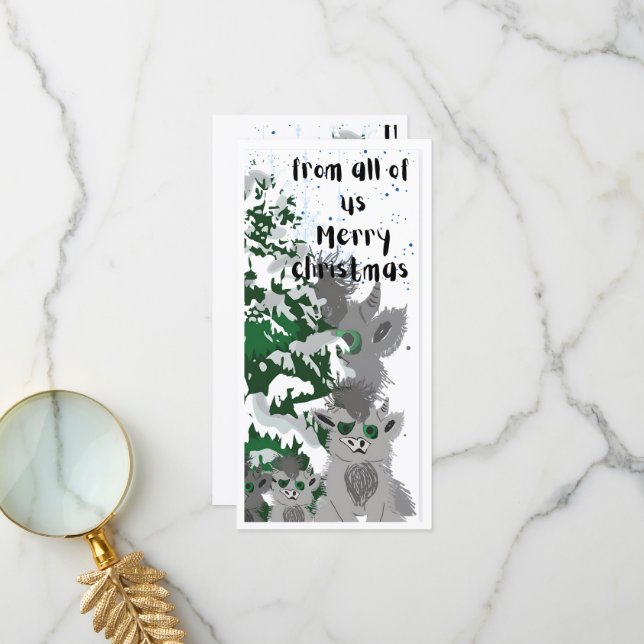 Weihnachtsmonster-Familienkarte Dankeskarte (Vorderseite/Rückseite Beispiel)