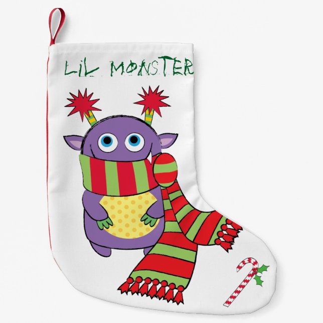 Weihnachtsmonster mit Geschenk Kleiner Weihnachtsstrumpf (Vorderseite)