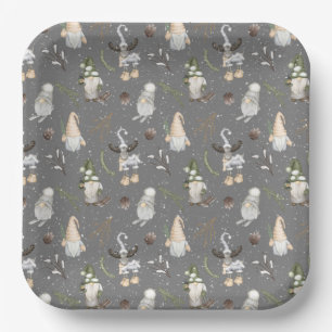 Weihnachtsmoose und Gnomes Pappteller