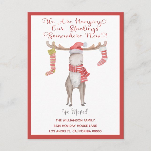 Weihnachtsmoose Wir haben Urlaub verlegt Ankündigungspostkarte (Vorderseite)