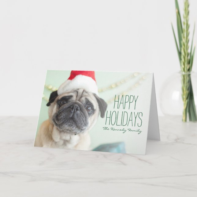 WeihnachtsMops Feiertagskarte (Vorderseite)