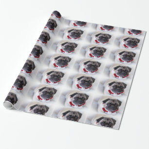WeihnachtsMops im Schnee Geschenkpapier