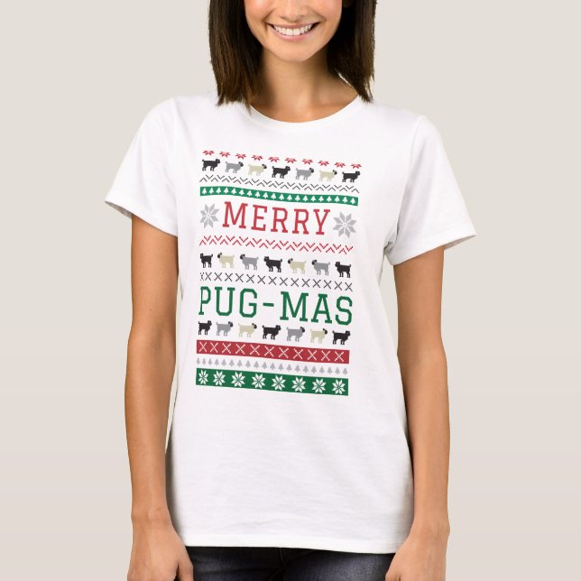 WeihnachtsMops-mas-Mops-Spaß-niedlicher T-Shirt (Vorderseite)