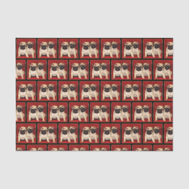 WeihnachtsMops verfolgt Seidenpapier (Vorderseite)