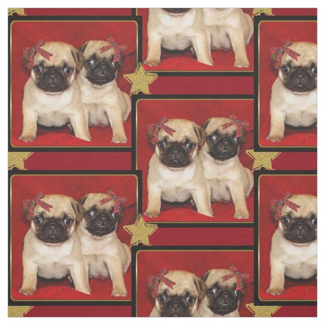 WeihnachtsMops-Welpenhundemuster Gewebe Stoff (Muster)