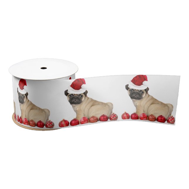 WeihnachtsMopshund 3" Satinband (Spule)