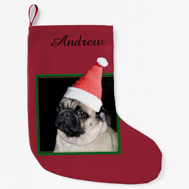 WeihnachtsMopshund Kleiner Weihnachtsstrumpf (Vorderseite)