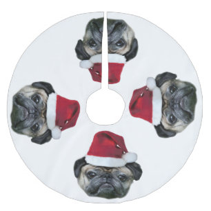 WeihnachtsMopshund Polyester Weihnachtsbaumdecke