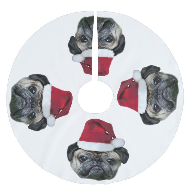 WeihnachtsMopshund Polyester Weihnachtsbaumdecke (Vorderseite)