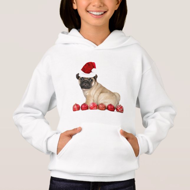 WeihnachtsMopshund scherzt Hoodie (Vorderseite)